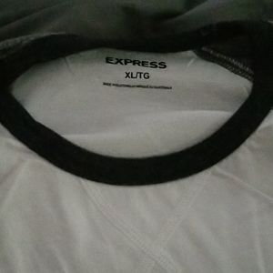Express XL Men T Shirt White and Grey